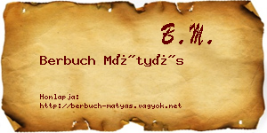 Berbuch Mátyás névjegykártya